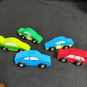 5 Melissa & Doug Wooden Cars